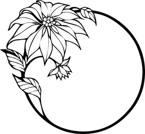 Circular Floral Design Black And White PNG Image