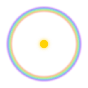 Circular Rainbow Glow Around Yellow Sphere PNG Image