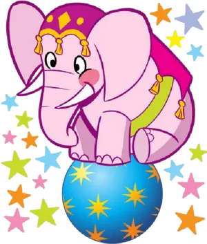 Circus Elephant Balancingon Ball PNG Image