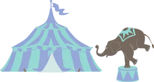 Circus Tentand Performing Elephant PNG Image