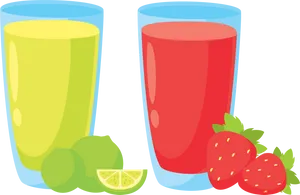 Citrus Strawberry Juice Glasses PNG Image