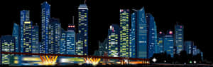 City Skyline Night Illustration PNG image with transparent background