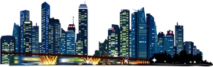 City Skyline Night Illustration PNG Image