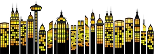 City Skyline Night Illustration PNG Image