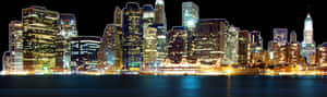 City Skyline Night Panorama PNG image with transparent background