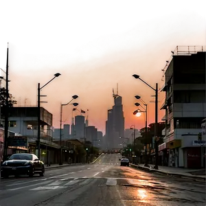 City Street At Dawn Png 10 PNG Image