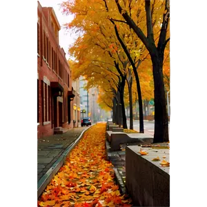 City Street During Autumn Png 60 PNG Image