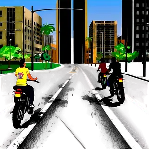 City Street With Bikers Png Mwp72 PNG Image