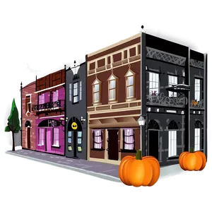 City Street With Halloween Decor Png Gof71 PNG Image