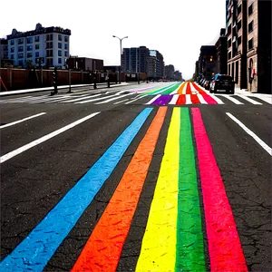 City Street With Rainbow Crosswalk Png 06252024 PNG Image