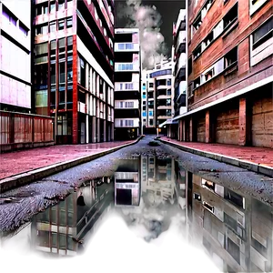 City Street With Water Puddles Png 59 PNG Image