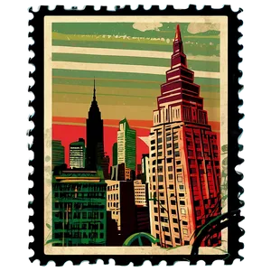 Cityscape Postcard Stamp Png Pfp PNG Image