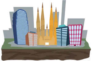 Cityscape Skyscrapers Illustration PNG Image