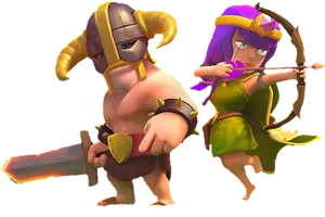 Clashof Clans Barbarianand Archer PNG Image