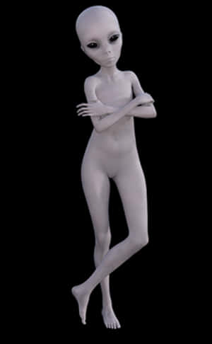 Classic Alien Figure Standing PNG image with transparent background