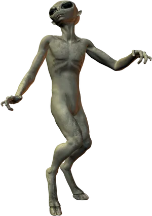 Classic Alien Figure Standing PNG Image