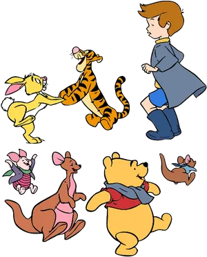 Classic Animated Characters Celebration PNG Image