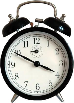 Classic Black Alarm Clock PNG Image