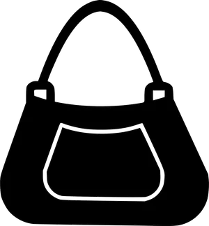 Classic Black Handbag Silhouette PNG Image