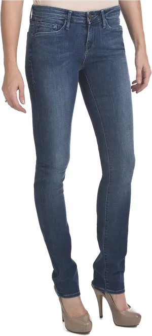 Classic Blue Skinny Jeans Women PNG Image