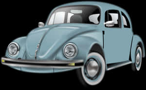 Classic Blue Volkswagen Beetle Illustration PNG image with transparent background