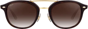 Classic Brown Golden Sunglasses PNG Image