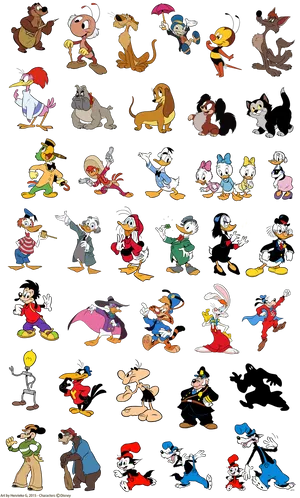 Classic Cartoon Characters Compilation PNG Image