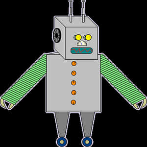Classic Cartoon Robot Illustration PNG image with transparent background
