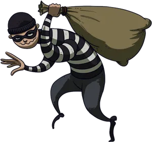 Classic Cartoon Thief Sneaking PNG Image