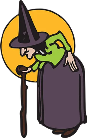 Classic Cartoon Witch Illustration PNG Image