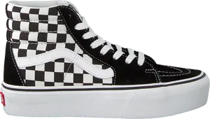 Classic Checkerboard Vans Skate High Top PNG Image