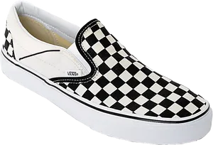 Classic Checkerboard Vans Slip On PNG Image