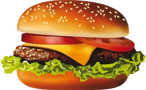 Classic Cheeseburger Illustration PNG Image