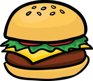 Classic Cheeseburger Illustration.png PNG Image