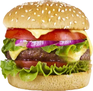 Classic Cheeseburger Transparent Background PNG Image