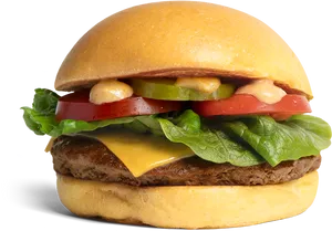 Classic Cheeseburger Transparent Background PNG Image