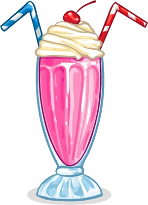 Classic Cherry Topped Milkshake Illustration PNG Image