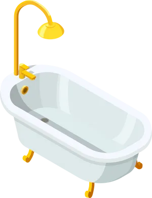 Classic Clawfoot Bathtub Illustration PNG Image