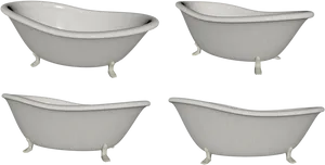 Classic Clawfoot Bathtubs Variety Angles PNG Image