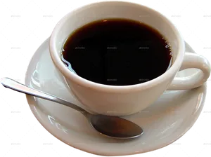 Classic Coffee Cup With Spoon PNG Image