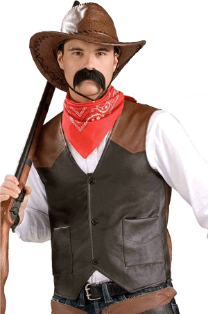 Classic Cowboy Posewith Rifle PNG image with transparent background