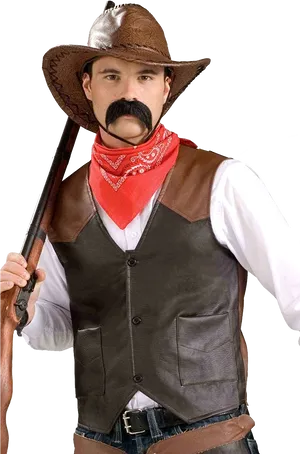 Classic Cowboy Posewith Rifle PNG Image