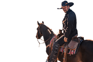 Classic Cowboyon Horseback PNG image with transparent background