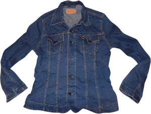 Classic Denim Jacket Flat Lay PNG image with transparent background