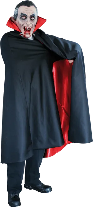 Classic Dracula Costume Pose PNG Image