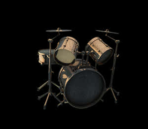 Classic Drum Set Black Background PNG image with transparent background