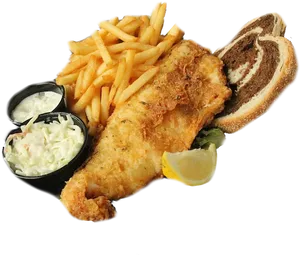 Classic Fishand Chips Meal PNG Image