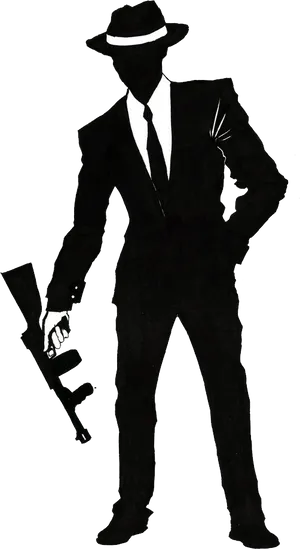 Classic Gangster Silhouette PNG Image