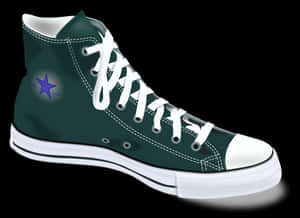 Classic Green Converse High Top Sneaker PNG image with transparent background