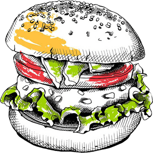 Classic Hamburger Illustration PNG image with transparent background